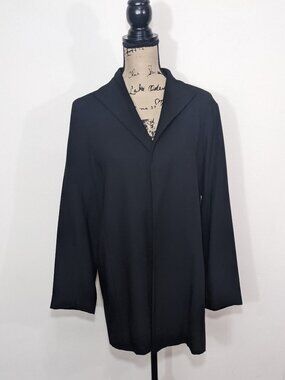 Eileen Fisher Womens Wool Jacket Blazer Cardigan Open Front Lined Size L